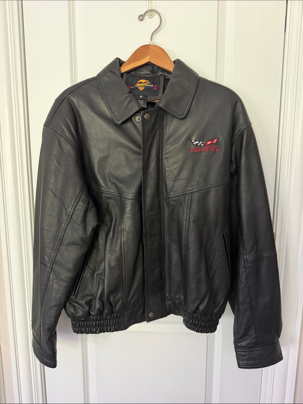 Men's Black Leather Bomber Jacket